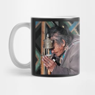 Old Woman, Jokhang, Lhasa, Tibet. Mug